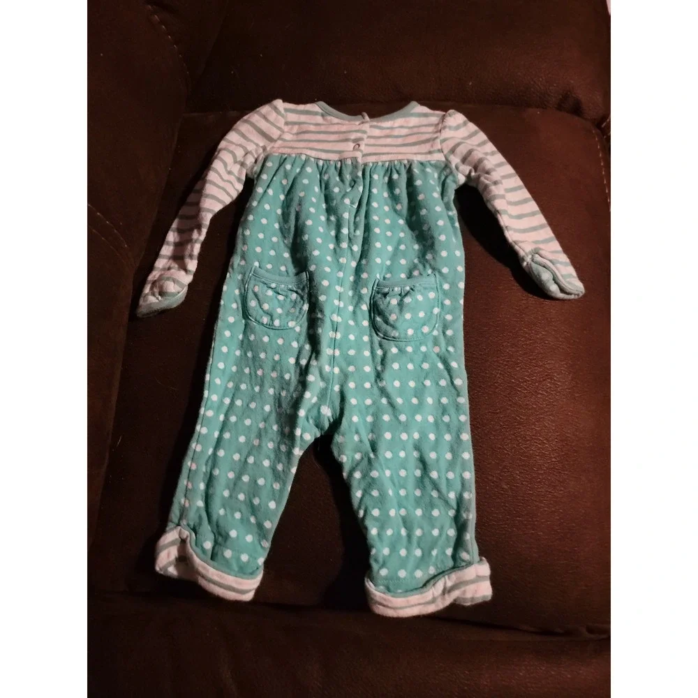 Gymboree layette line tiny teal romper 1 piece sleeper 3‎ 6 months
